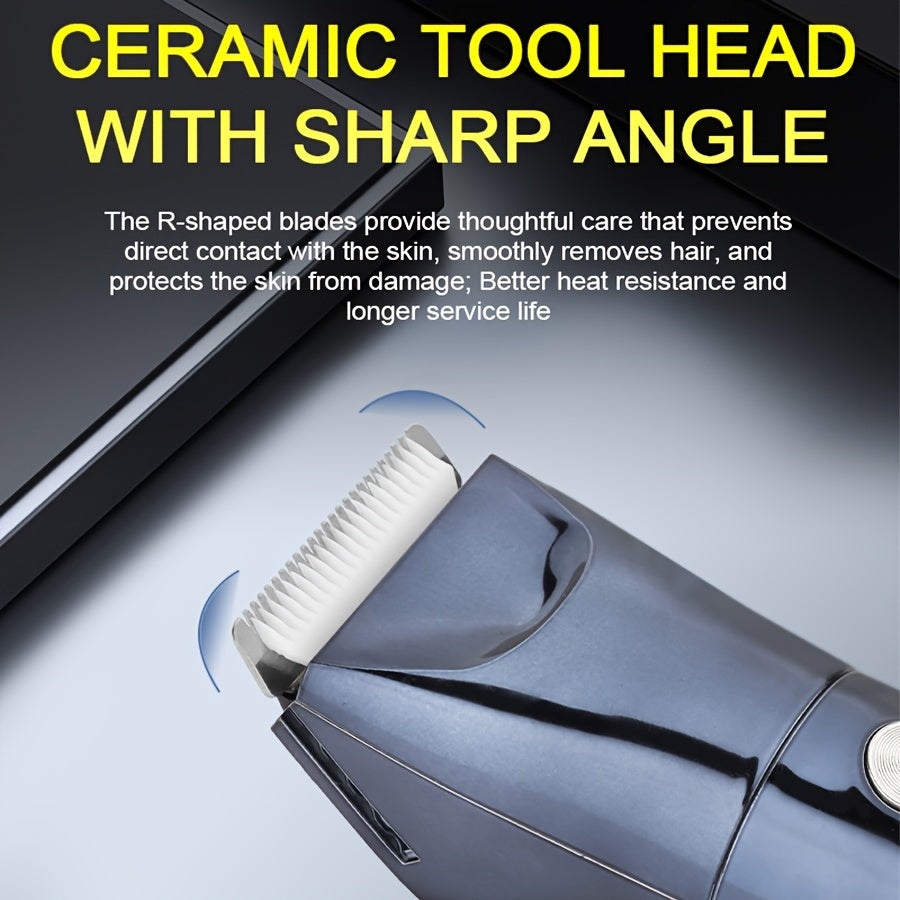 5-in-1 Professional Electric Body Hair Trimmer for Men - Rechargeable USB-Powered with Replaceable Ceramic Blades, Includes Shaver, Clipper, Nose & Eyebrow Trimmers - Ergonomic Design for Groin, Face, Body Hair Grooming, Personal Care Tool, Sleek Grooming