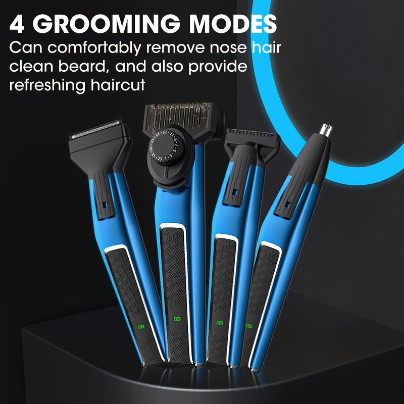 3 In 1 Cordless Electric Beard Trimmer For Men Kit, Hair Clippers, Nose Hair Trimmer, Micro Shaver Mens Grooming Kit With LED Display
