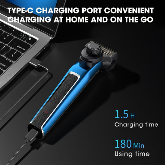 3 In 1 Cordless Electric Beard Trimmer For Men Kit, Hair Clippers, Nose Hair Trimmer, Micro Shaver Mens Grooming Kit With LED Display