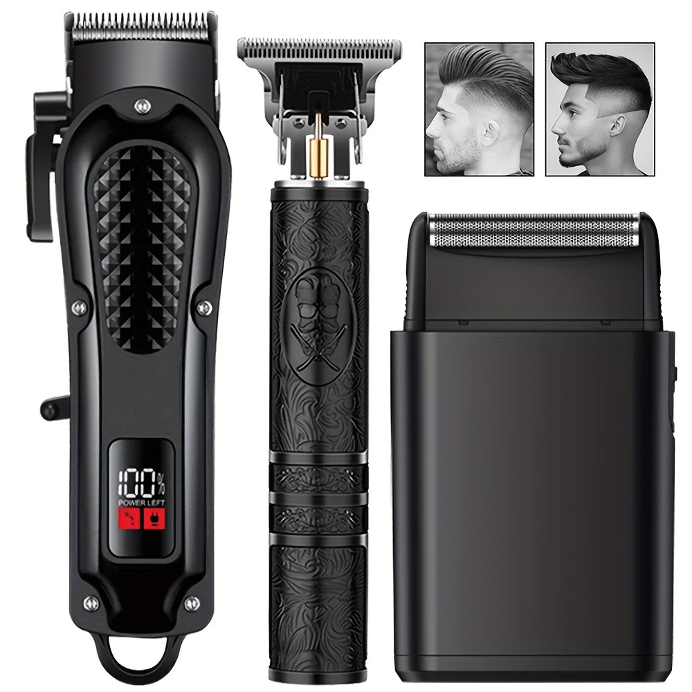 Men's Grooming Kit - USB Rechargeable Electric Foil Shavers Hair Clipper with Digital Display, Precision Trimming & Styling Tool, Includes Limit Comb - Ideal Holiday Gif