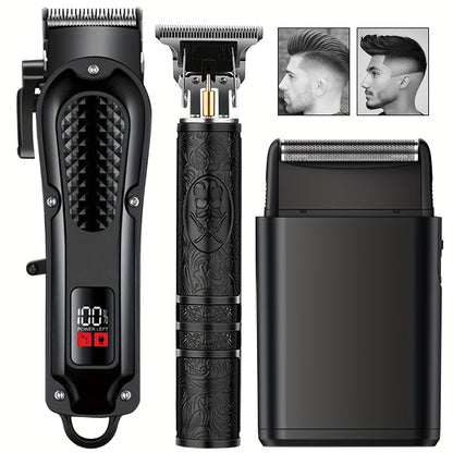 Men's Grooming Kit - USB Rechargeable Electric Foil Shavers Hair Clipper with Digital Display, Precision Trimming & Styling Tool, Includes Limit Comb - Ideal Holiday Gif
