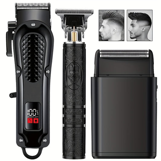 Men's Grooming Kit - USB Rechargeable Electric Foil Shavers Hair Clipper with Digital Display, Precision Trimming & Styling Tool, Includes Limit Comb - Ideal Holiday Gif
