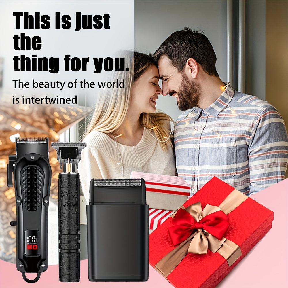 Men's Grooming Kit - USB Rechargeable Electric Foil Shavers Hair Clipper with Digital Display, Precision Trimming & Styling Tool, Includes Limit Comb - Ideal Holiday Gif