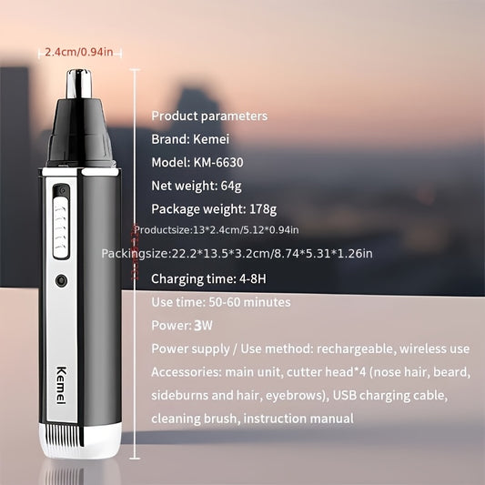 Eight-piece Set Four-in-One KM-6630 Four-in-One Professional Rechargeable Nose and Ear Hair Trimmer Men's Personal Care Tool