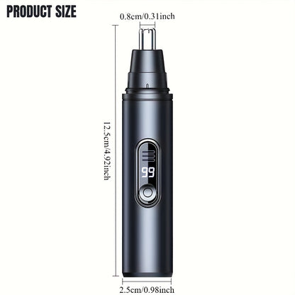 2 Colors Available Stainless Steel USB Rechargeable Nose & Ear Hair Trimmer with Digital Display - Painless, Silent Operation, Portable, Wireless Charging for Men & Women