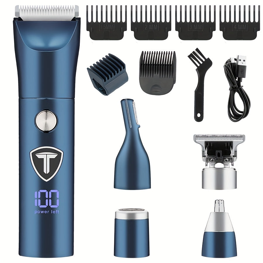 [5 In 1 Body Trimmer] 5 In 1 Professional Body Hair Trimmer | Groin & Body Trimmer for Men, Replaceable Ceramic Blade Electric Shaver | with Shaver Blade, Hair Clipper, Nose Hair Trimmer And Eyebrow Trimming Knife