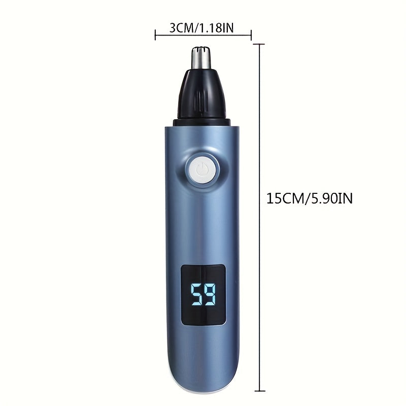 [Painless Trimmer] FEIYBA Cordless Ear & Nose Hair Trimmer | Painless Double-Edged Design, USB/Battery Powered with Digital Display, Portable Grooming Tool for Home Use, Sleek Metallic Finish