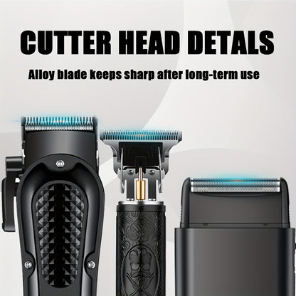 Men's Grooming Kit - USB Rechargeable Electric Foil Shavers Hair Clipper with Digital Display, Precision Trimming & Styling Tool, Includes Limit Comb - Ideal Holiday Gif