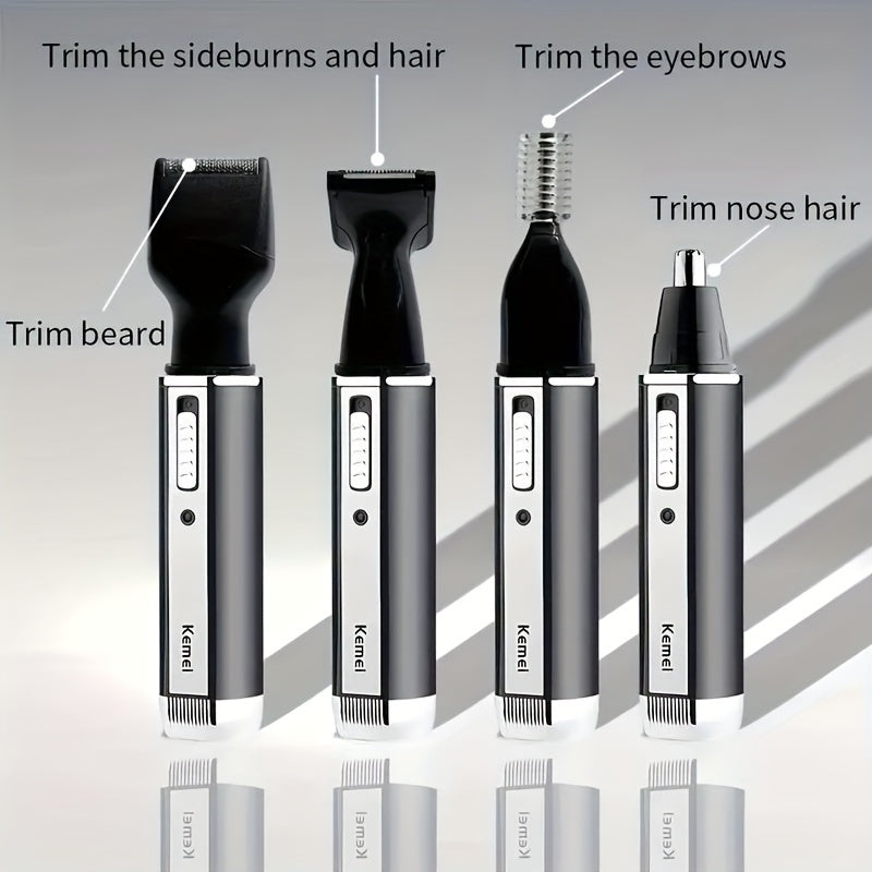 KEMEI Professional Four-Piece Electric Rechargeable Nose Hair Shaver KM-6630 - Eyebrow Knife Cut Haircut - Easter Gift One Four In
