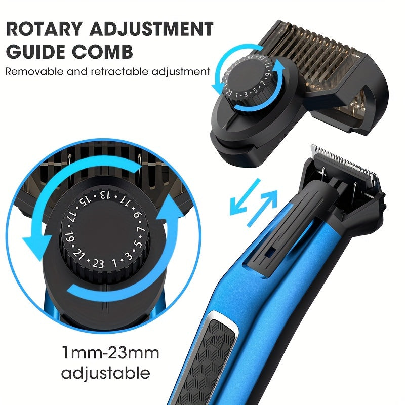 3 In 1 Cordless Electric Beard Trimmer For Men Kit, Hair Clippers, Nose Hair Trimmer, Micro Shaver Mens Grooming Kit With LED Display