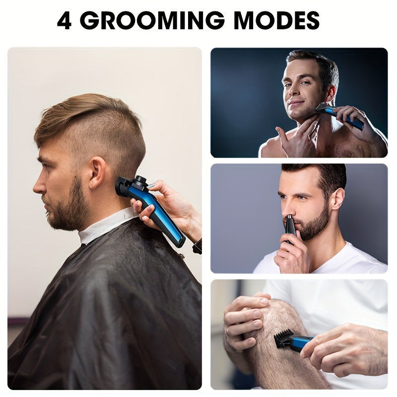 3 In 1 Cordless Electric Beard Trimmer For Men Kit, Hair Clippers, Nose Hair Trimmer, Micro Shaver Mens Grooming Kit With LED Display