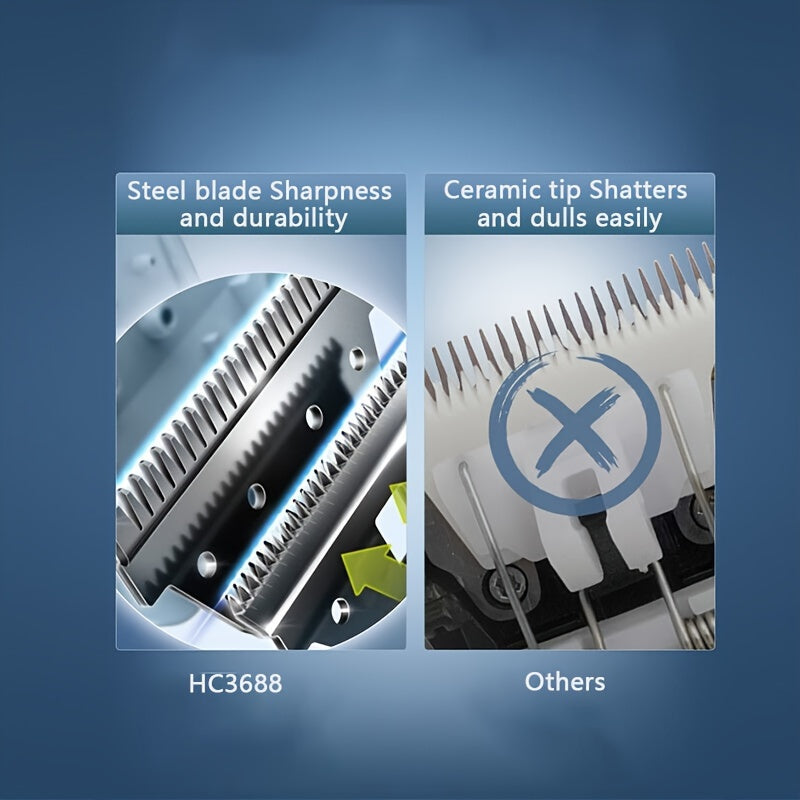 [7-Speed Hairclipper] 7-Speed Hairclipper Series 3000 | Precision Steel Blade Head, 3-21mm Length Setting, PowerDrive Strong System, Type-C Charging Cable, Plug and Play