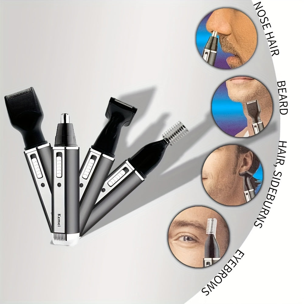 Eight-piece Set Four-in-One KM-6630 Four-in-One Professional Rechargeable Nose and Ear Hair Trimmer Men's Personal Care Tool