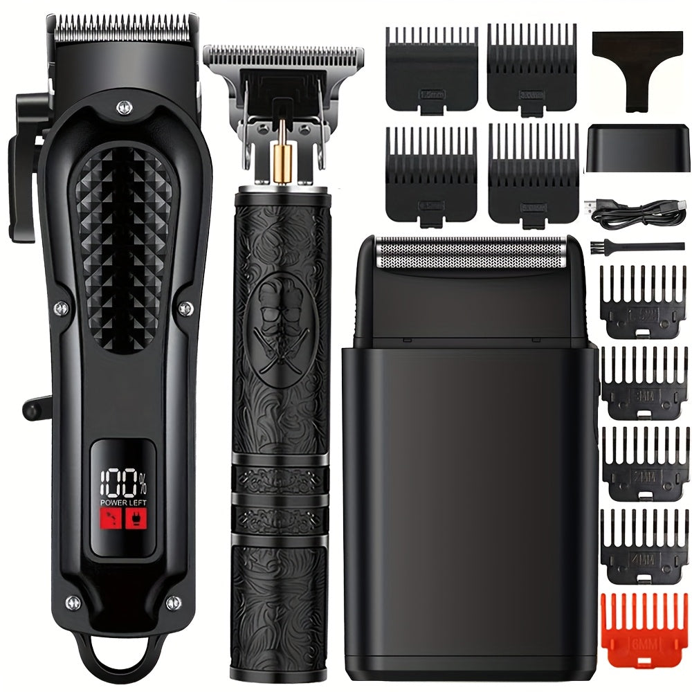 Men's Grooming Kit - USB Rechargeable Electric Foil Shavers Hair Clipper with Digital Display, Precision Trimming & Styling Tool, Includes Limit Comb - Ideal Holiday Gif