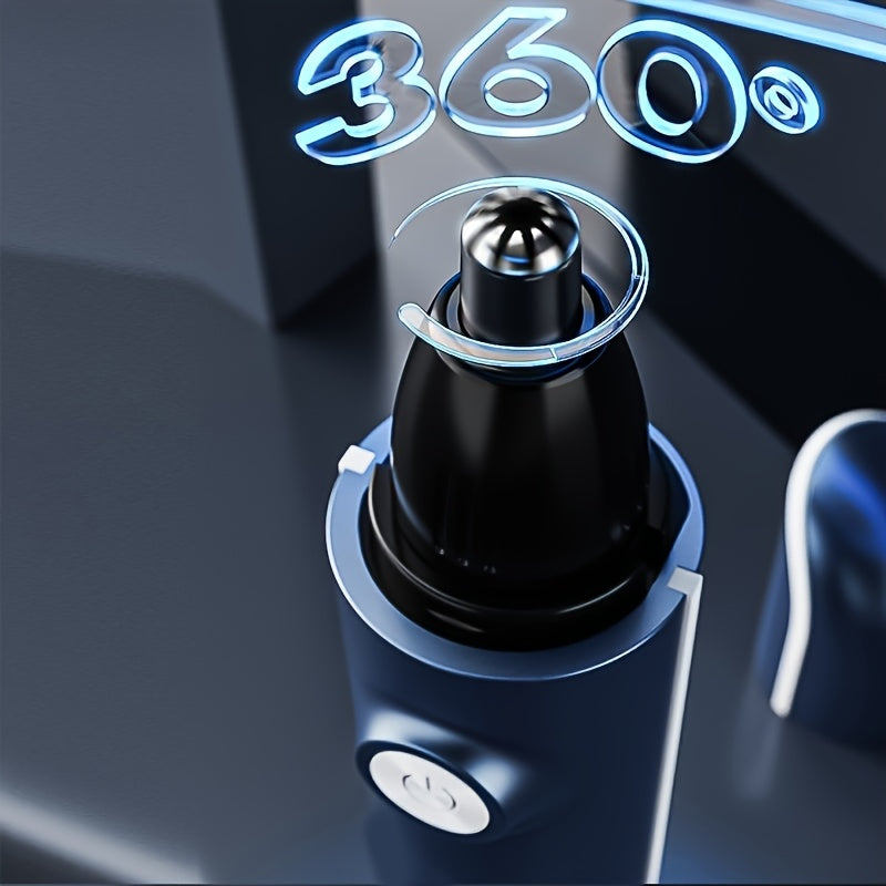 [Painless Trimmer] FEIYBA Cordless Ear & Nose Hair Trimmer | Painless Double-Edged Design, USB/Battery Powered with Digital Display, Portable Grooming Tool for Home Use, Sleek Metallic Finish
