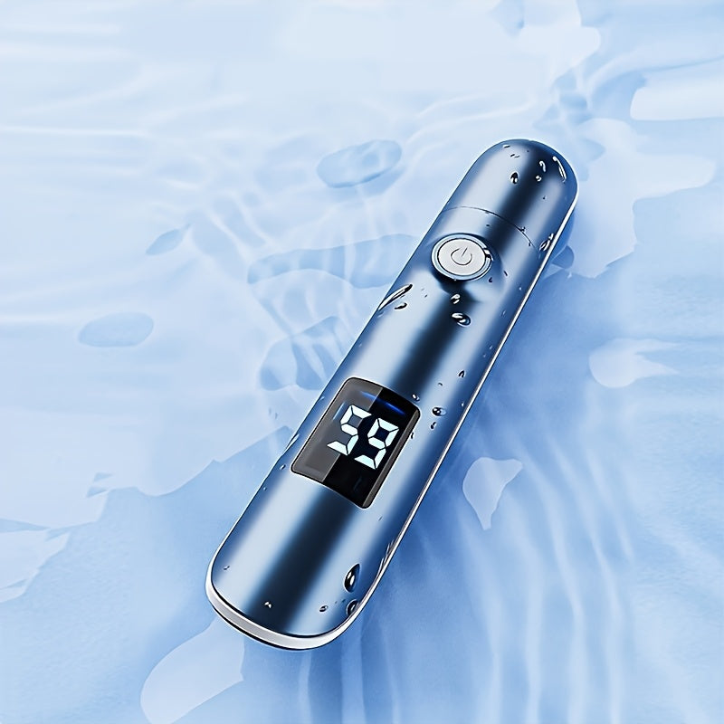 [Painless Trimmer] FEIYBA Cordless Ear & Nose Hair Trimmer | Painless Double-Edged Design, USB/Battery Powered with Digital Display, Portable Grooming Tool for Home Use, Sleek Metallic Finish