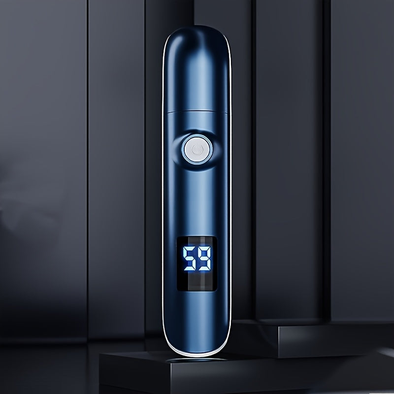 [Painless Trimmer] FEIYBA Cordless Ear & Nose Hair Trimmer | Painless Double-Edged Design, USB/Battery Powered with Digital Display, Portable Grooming Tool for Home Use, Sleek Metallic Finish