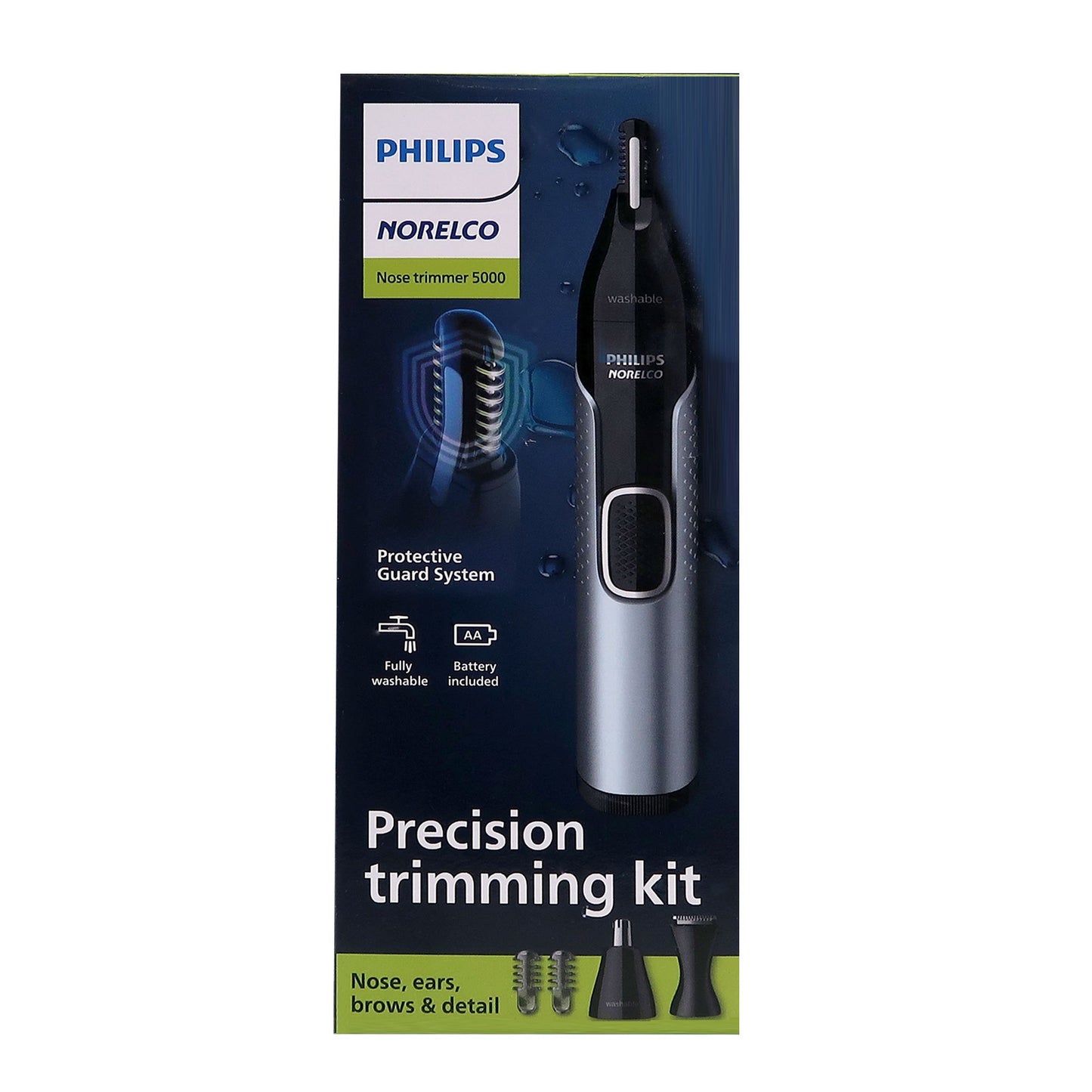 Philips NorelcoNose Trimmer 5000 for Nose, Ears, Eyebrows #NT5600/62 (Black/Silver)